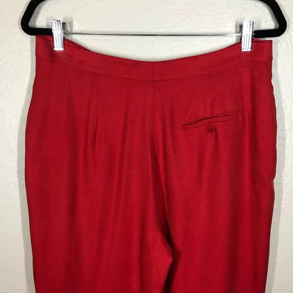 Lauren Ralph Lauren Rust Orange High Rise Wide Leg 32" Inseam 100% Silk Pant - Picture 7 of 11